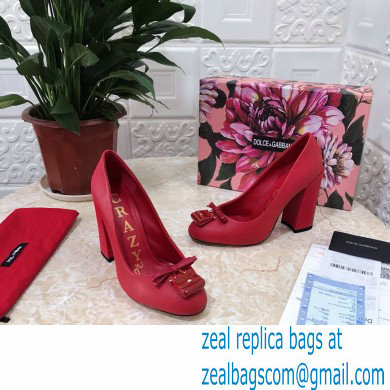 Dolce  &  Gabbana Block Heel 10.5cm Leather Sicily Pumps Red 2021